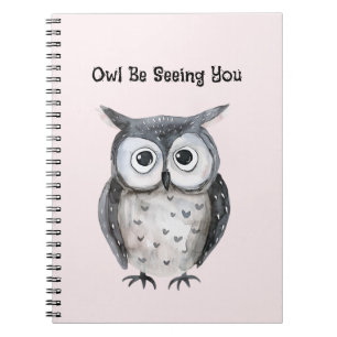 Carnet Rose Pâle Hibou Noir À Revoir