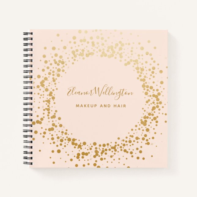 Carnet Rose Pâle Ombré Or Confettis Points Créatif  (Devant)