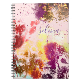 Carnet Rose Pâle Violet Floral Botanique Monogrammé