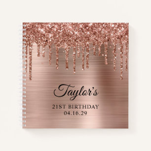 Carnet Rose Parties scintillant or gouttes Metallic 21ème