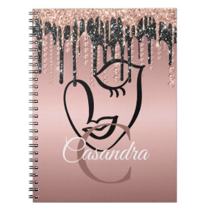 Carnet Rose Parties scintillant or Lashes Abstraits Mono