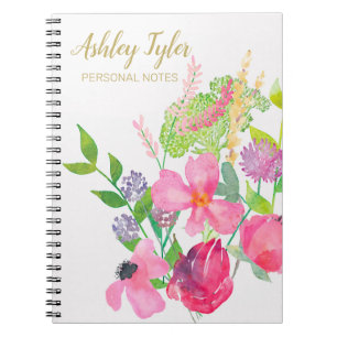 Carnet Rose pastel floral girly mignon personnalisé