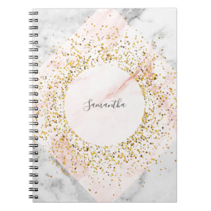 Carnet rose personnalisé de marbre de parties