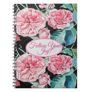 Carnet Rose Pink Roses floral Follow Your Joy Pattern