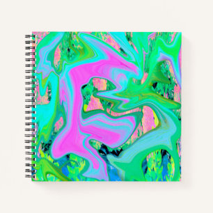 Carnet Rose Rétro et Liquide Art Bleu Clair sur Hydrangea