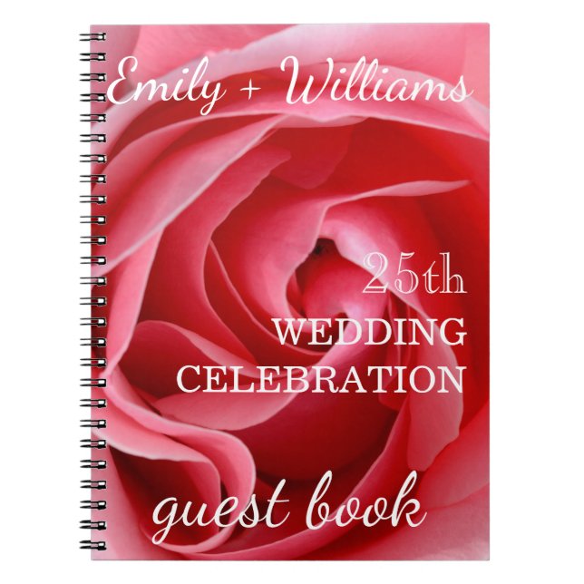Carnet Rose rose 25e mariage Célébration personnalisée In (Devant)