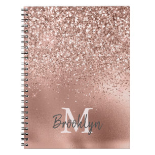 Carnet Rose Rose Parties scintillant or Confetti Monogram