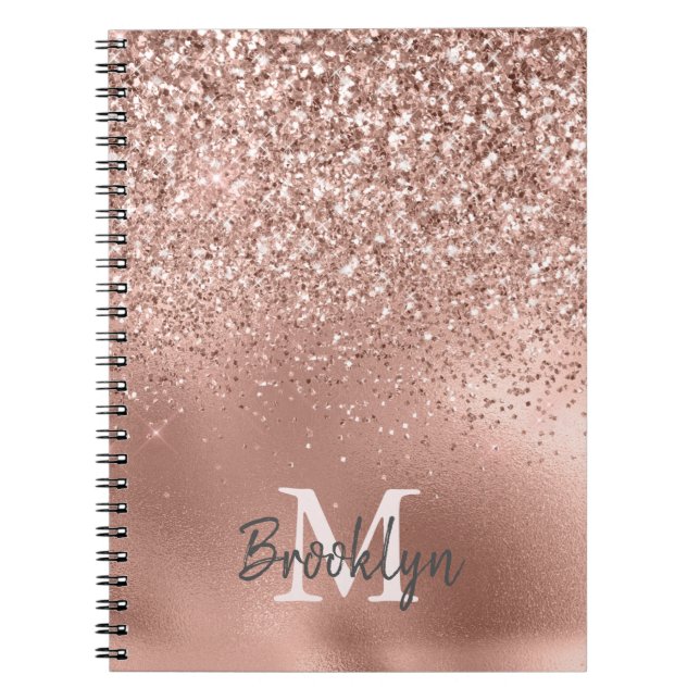 Carnet Rose Rose Parties scintillant or Confetti Monogram (Devant)