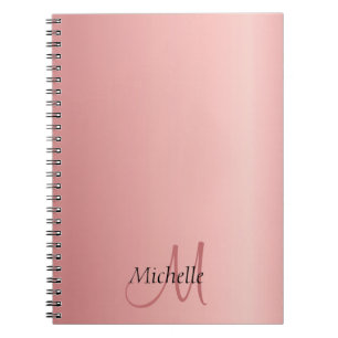Carnet Rose tendance or élégant Monogramme moderne