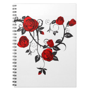 Carnet Rose Thorns Fleur Fleur Rouge Feuille Noire Plante