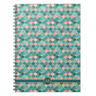 Carnet Rose Turquoise Or Motif Élégant Personnalisé