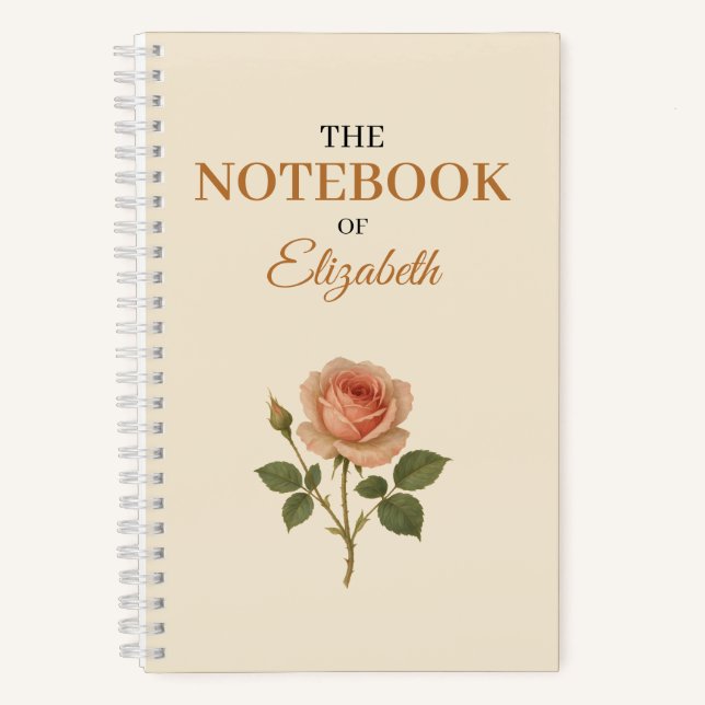 Carnet Rose Vintage personnalisé | Nom personnalis (Recto)
