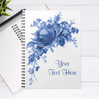 Carnet Rose Vintage romantique en bleu
