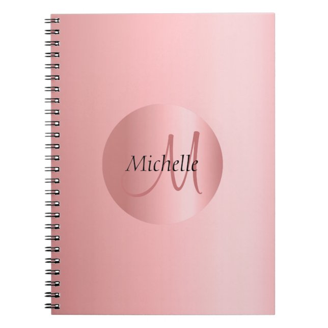 Carnet Rosegold Elegant Monogramme Modèle moderne (Devant)