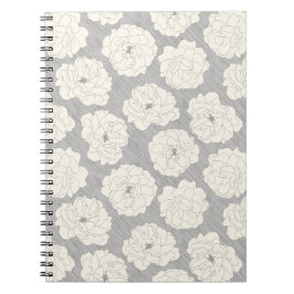 Carnet Roses blanches sur gris clair - motif sans soudure