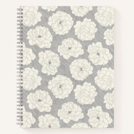 Carnet Roses blanches sur gris clair - motif sans soudure