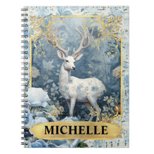 Carnet Roses bleues romantiques et fantaisie de cerf