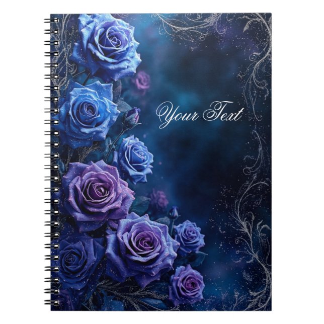 Carnet Roses de mariage fantaisie bleues et violettes (Devant)