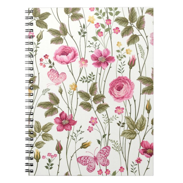 Carnet Roses et papillons : Floral Seamless (Devant)