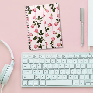 Carnet Roses flottants aux rayures roses