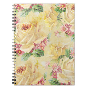Carnet Roses jaunes et marguerites roses