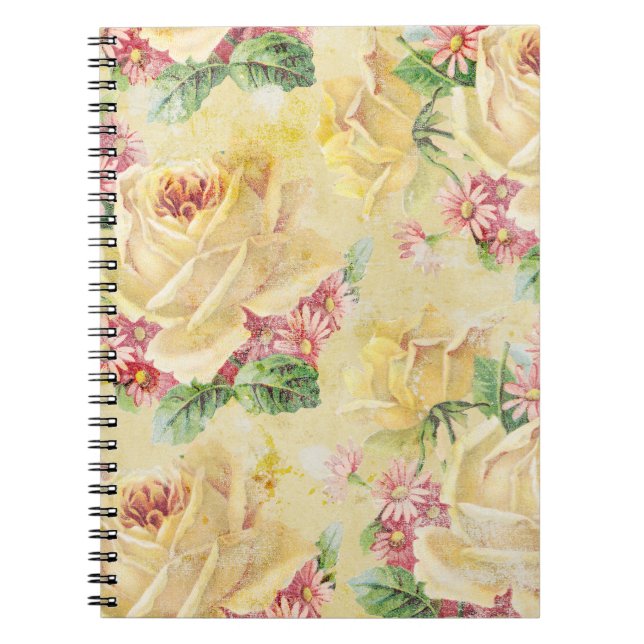 Carnet Roses jaunes et marguerites roses (Devant)