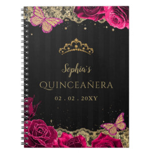 Carnet Roses roses roses noires Or dentelle Quinceañera L