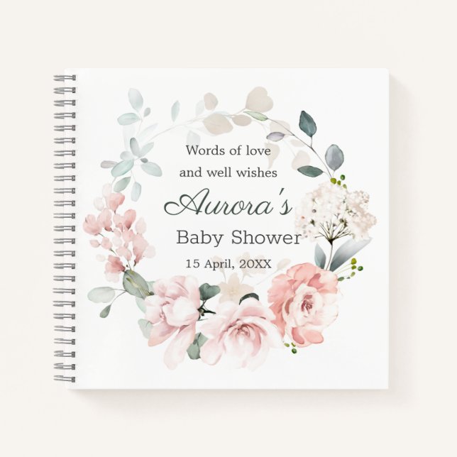Carnet Roses roses roses vertes Baby shower de feuillage (Devant)
