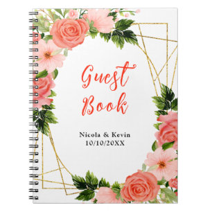 Carnet Roses rouges corail avec feuillage