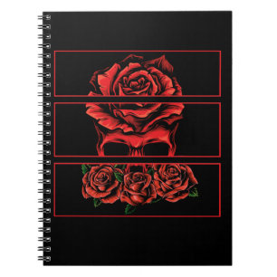 Carnet Roses rouges Crâne gothique Wicca Fleurs gothique