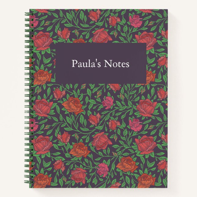 Carnet Roses rouges et fuchsia gothiques victoriennes (Devant)
