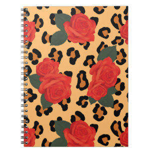 Carnet Roses rouges et imprimé léopard