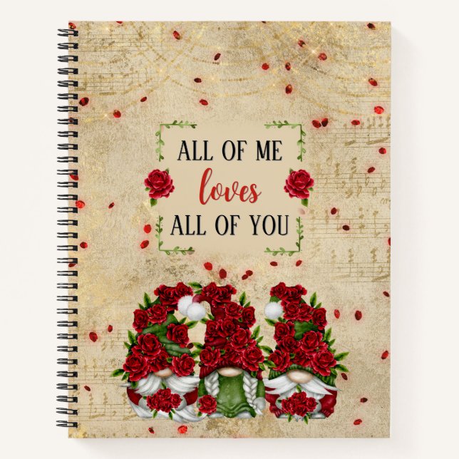Carnet Roses rouges Gnomes avec Partition (Devant)