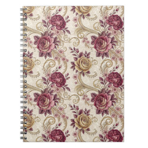 Carnet Roses Victoriennes Royales - Motif Floral Bordeaux
