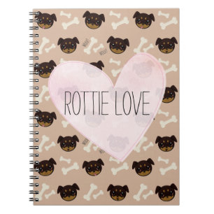 Carnet Rottie Lote Cute Rottweiler Motif de chiot et os