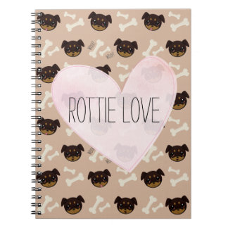 Carnet Rottie Lote Cute Rottweiler Motif de chiot et os