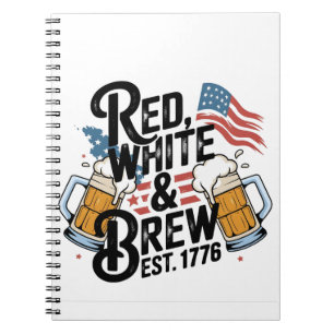 Carnet Rouge Blanc & Bière Fête 1776 4 Juillet 250ème USA