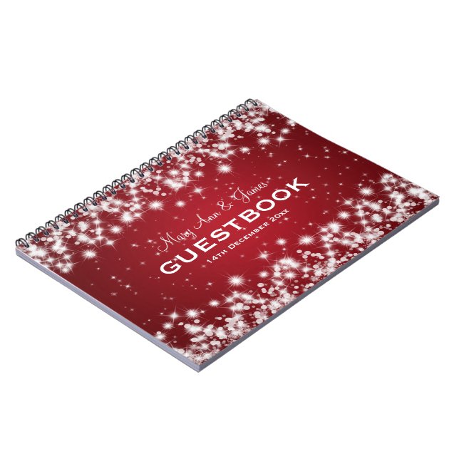 Carnet Rouge d'étincelle d'hiver de Guestbook de mariage (Côté gauche)