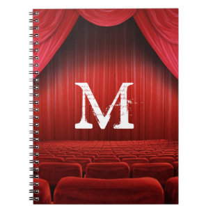 Carnet rouge d'initiale de monogramme de théâtre