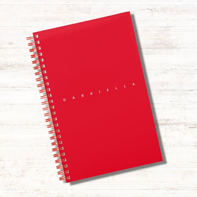 Carnet Rouge esthétique Minimaliste Bold Nom Chic (Créateur téléchargé)