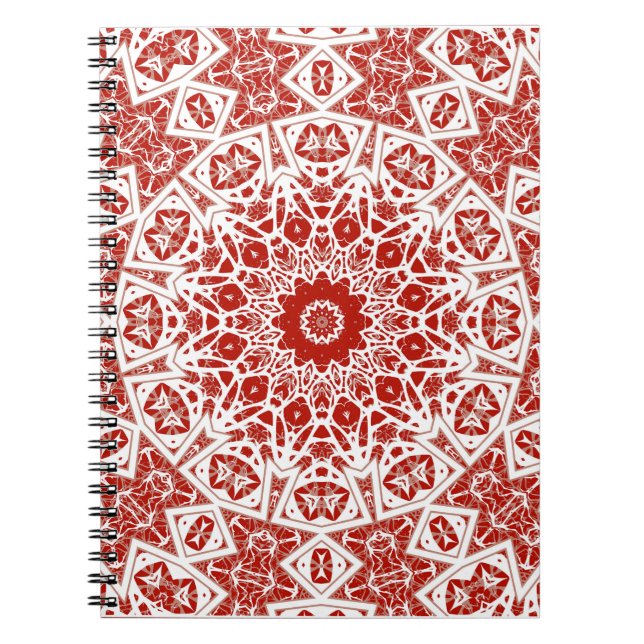 Carnet rouge et blanc, bandana ethnique (Devant)