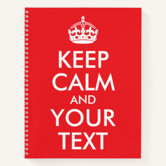 Carnet Rouge et blanc Gardez le calme et votre texte