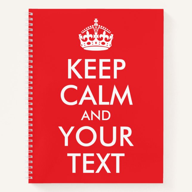 Carnet Rouge et blanc Gardez le calme et votre texte (Devant)