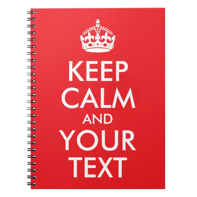 Carnet Rouge et blanc Gardez le calme et votre texte (Devant)