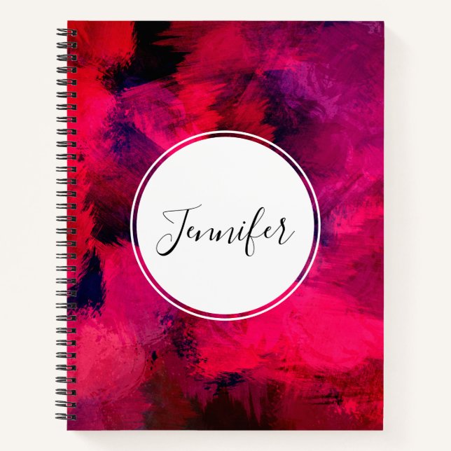 Carnet Rouge foncé et violet Gras & Abstrait moderne (Devant)
