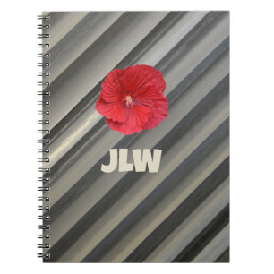 Carnet Rouge Hibiscus Gras Moderne Gris Fumé Gris