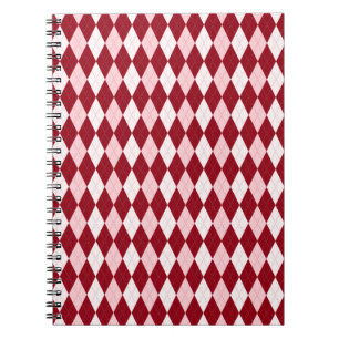 Carnet Rouge Jacquard Crimson rose Petit Diamant Forme