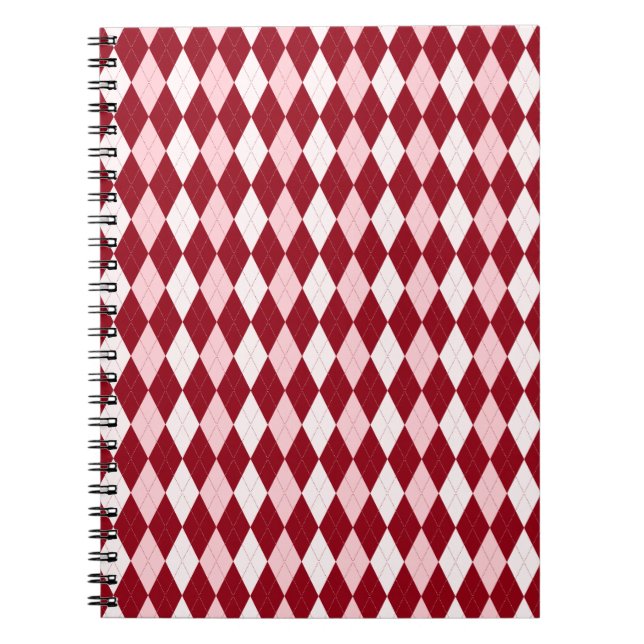 Carnet Rouge Jacquard Crimson rose Petit Diamant Forme (Devant)