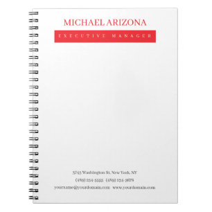 Carnet Rouge Noir & Blanc Minimaliste Simple Moderne