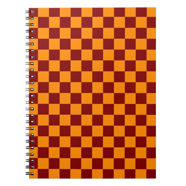 Carnet Rouge + Orange À damiers Motif de tableau de bord (Devant)